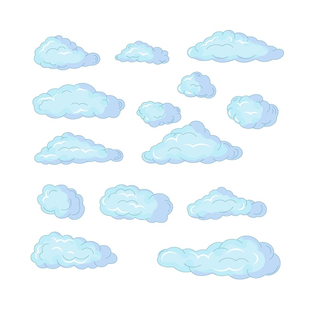 Vector conjunto de nubes dibujadas a mano