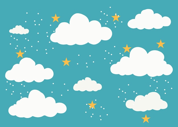 Conjunto de nubes de dibujos animados en un diseño plano Colección de nubes blancas