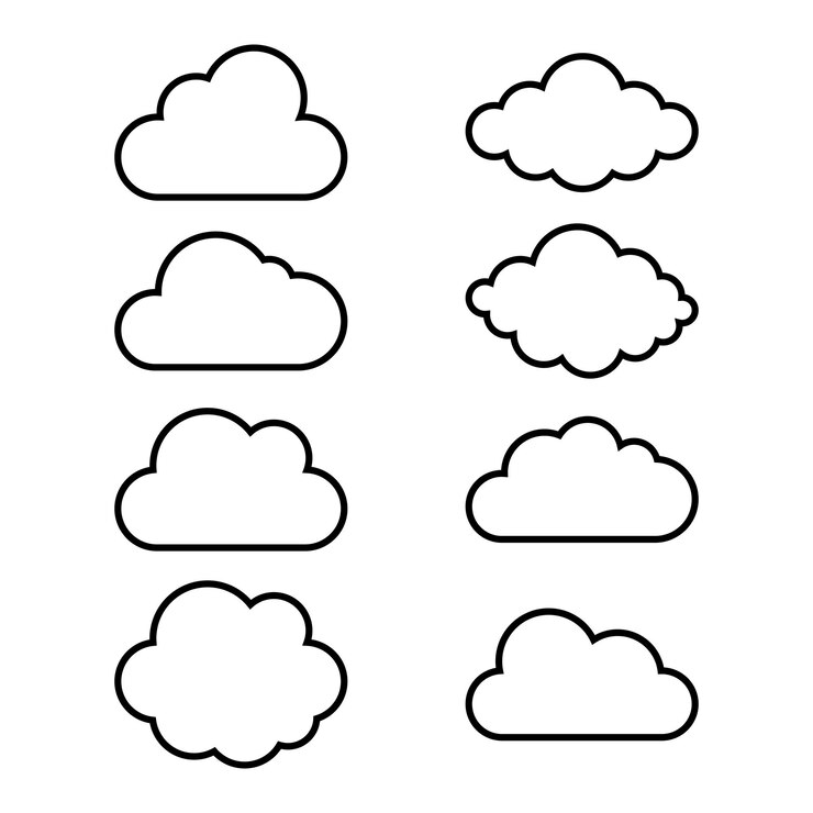 Vector conjunto de nubes de estilo de línea