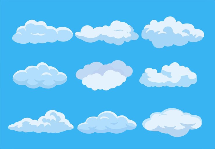 un conjunto de nubes con un fondo de cielo azul
