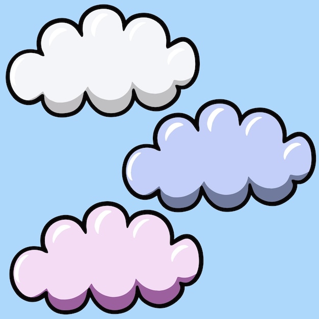 Vector un conjunto de nubes de luz multicolor ilustraciones de vectores de clima nublado para indicar el clima