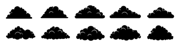 Un conjunto de nubes negras con las palabras "nube" en la parte inferior.