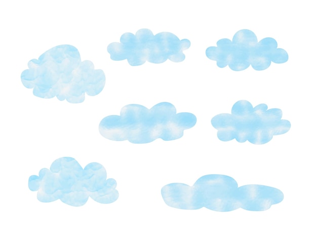 Un conjunto de nubes con pintura azul sobre ellas.