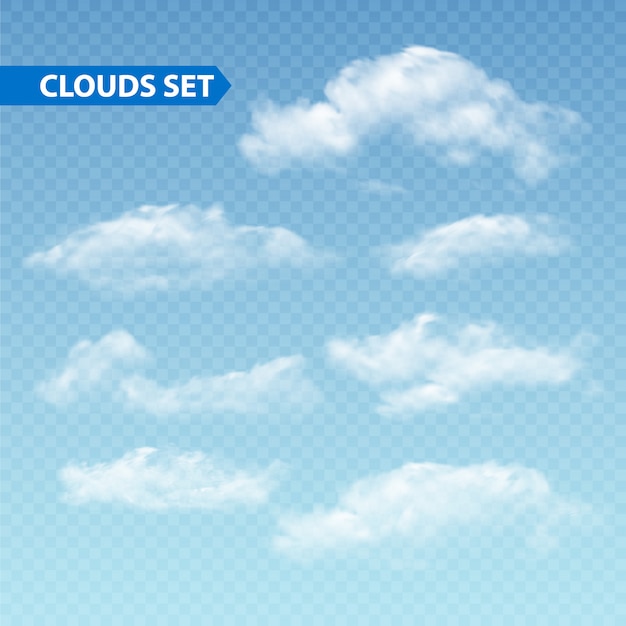 Conjunto de nubes transparentes diferentes