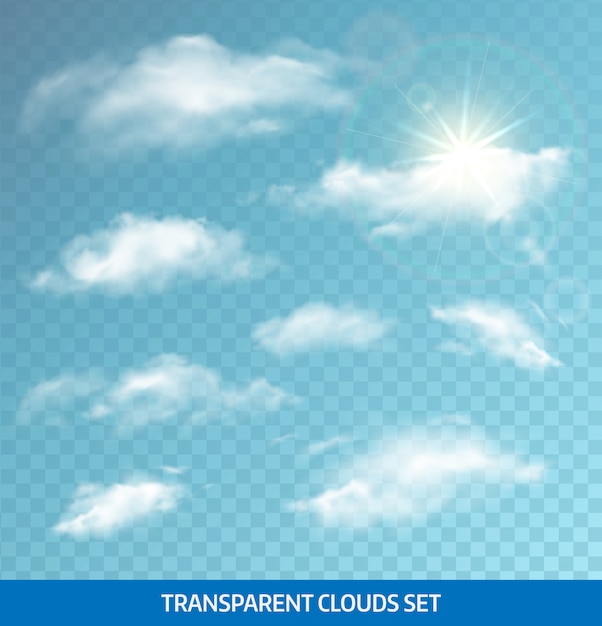 Conjunto de nubes transparentes realistas. formato EPS 10