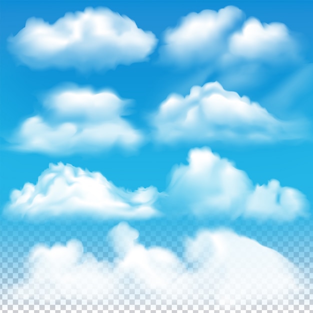 Vector el conjunto de nubes vectoriales realistas