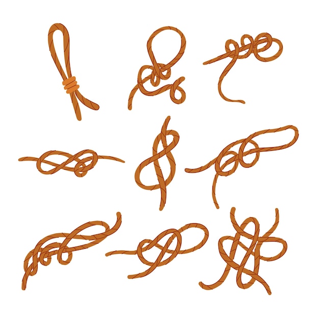 conjunto de nudos de cuerda ilustración vectorial de dibujos animados