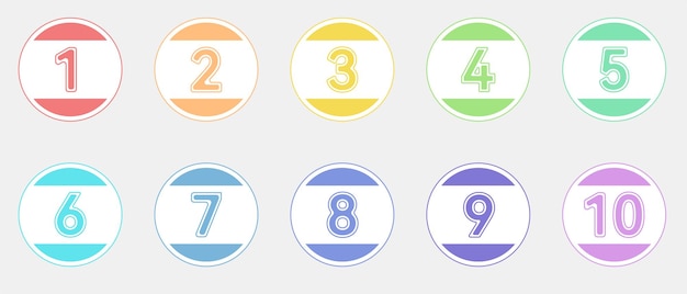 Conjunto de números del 0 al 9 en estilo plano