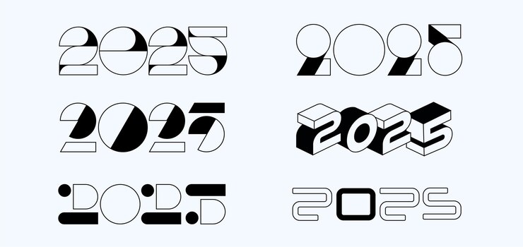 conjunto de números de 2025 feliz año nuevo diseño de 2025