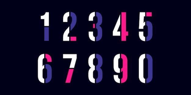 Conjunto de números alfabeto de fuente vectorial moderno diseño plano dinámico con colores brillantes para su estilo único