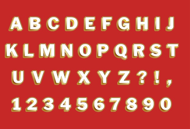 Conjunto de números y alfabetos 3D de oro rojo