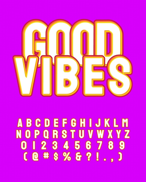 Vector conjunto de números de alfabetos de fantasía good vibes