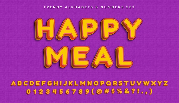 Conjunto de números de alfabetos de happy meals 3d