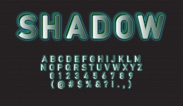 Conjunto de números de alfabetos de sombra de desvanecimiento 3d