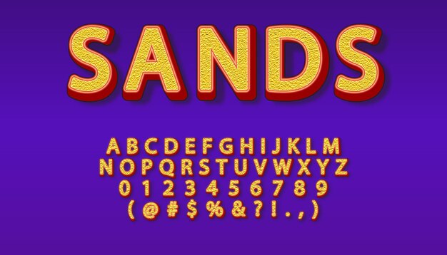 Conjunto de números de alfabetos de textura de superficie de arena