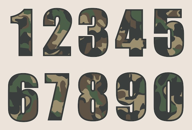 Vector conjunto de números de camuflaje militar.