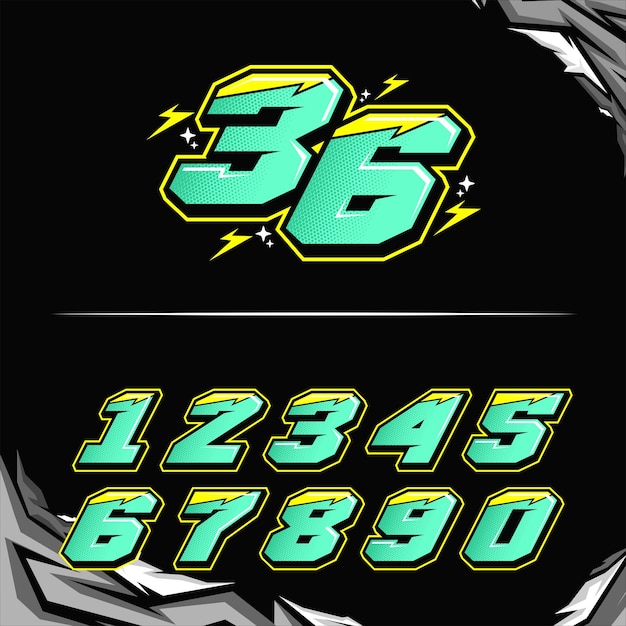 Conjunto de números de carreras inicio número de carreras deporte ilustración vectorial del número de carrera