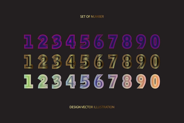 Vector conjunto de números estilizados de arte en estilo moderno