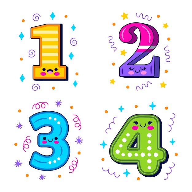 Conjunto de números de estilo de dibujos animados | Vector Premium Conjunto de números de estilo de dibujos animados | Vector Premium