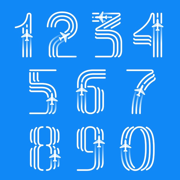 Conjunto de números formado por tres líneas paralelas con un icono de plano