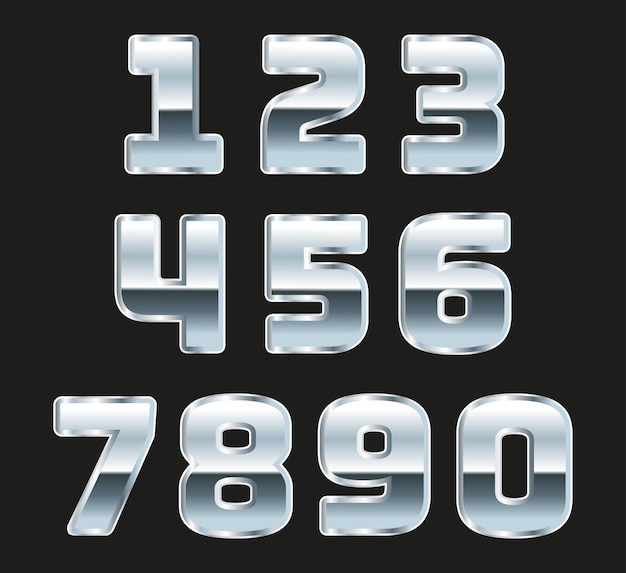 Conjunto de números de metal cromado