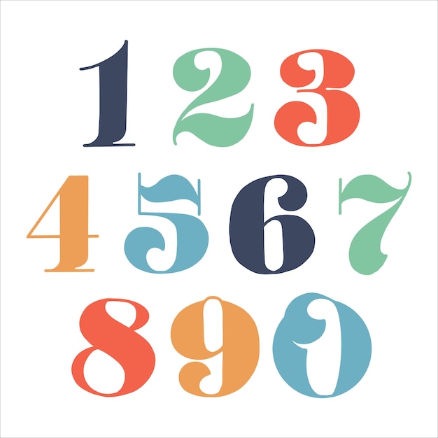 Vector conjunto de números y números en letra estilo letras para álgebra matemática y calculadora childre
