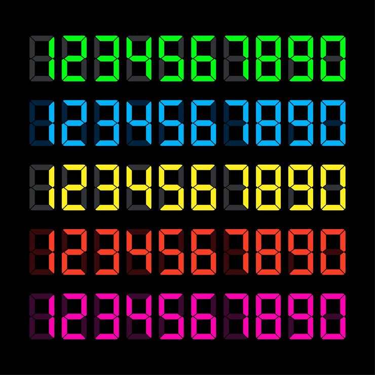 Vector conjunto de números de reloj digital. icono de tiempo. elemento de diseño. ilustración de stock vectorial. ilustración vectorial