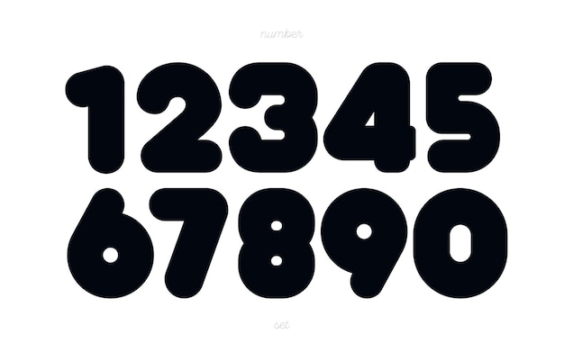Conjunto de números tipografía de moda de estilo negrita para cartel camiseta libro venta banner impresión en tela tarjeta de cumpleaños Fuente moderna Vector 10 eps