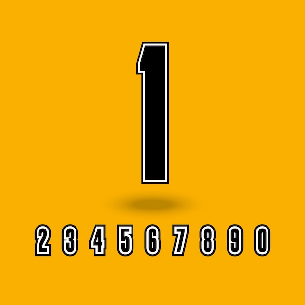 Conjunto de números triples aislados naranja ilustración vectorial en figuras de estilo retro para logotipo y banner