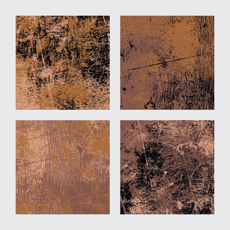 Vector conjunto o fondos cuadrados de textura grunge oxidada patrones grungy de colores abstractos