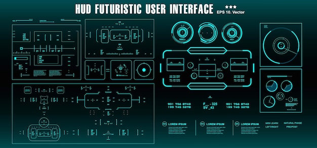 Conjunto de objetivos de HUD Interfaz de usuario futurista verde Pantalla de panel Pantalla de tecnología de realidad virtual