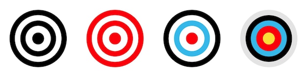 Conjunto de objetivos Varios objetivos diferentes Dirigirse al punto Ojo de toro Diferentes colores Diseño circular Objetivo de éxito Alcanzar objetivos Concepto de negocio