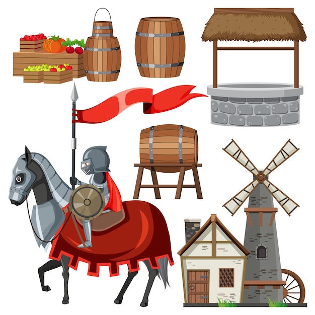 Vector conjunto de objeto medieval