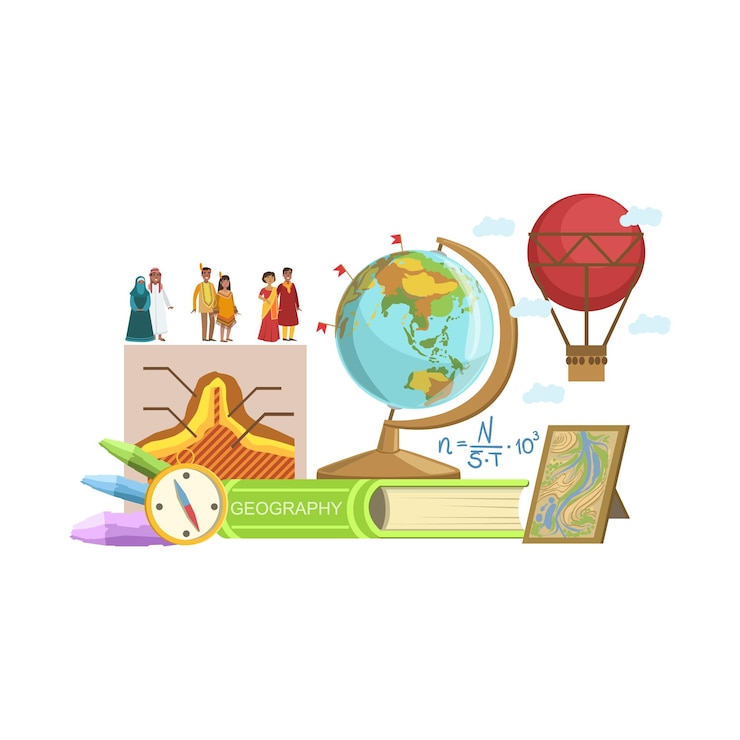 Vector conjunto de objetos de clase de geografía