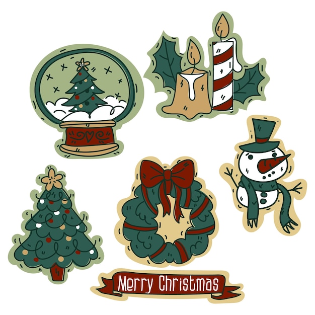 conjunto de objetos de colores para crear un estado de ánimo navideño retro con la ayuda de ilustraciones vectoriales de ruido