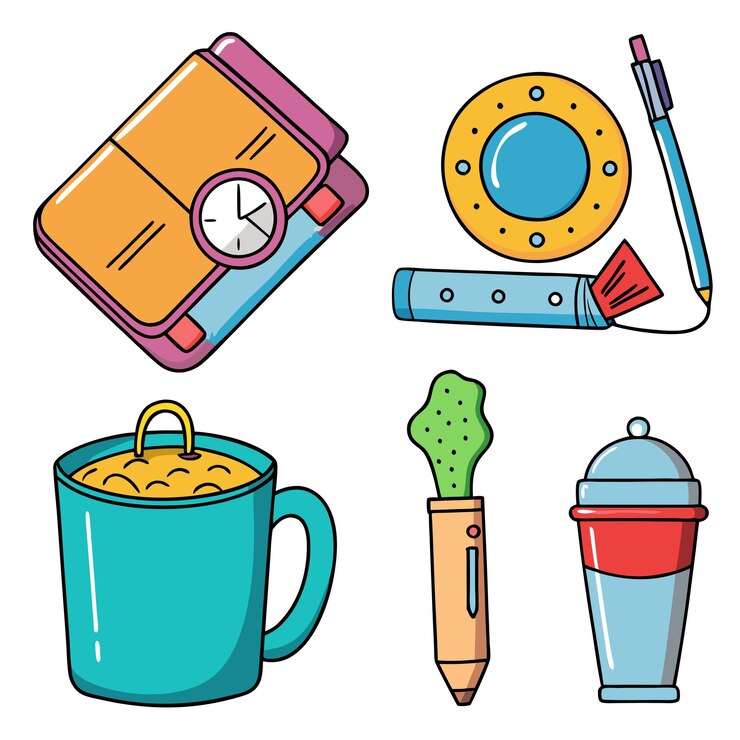 Vector un conjunto de objetos diarios clipart arte vectorial e ilustración