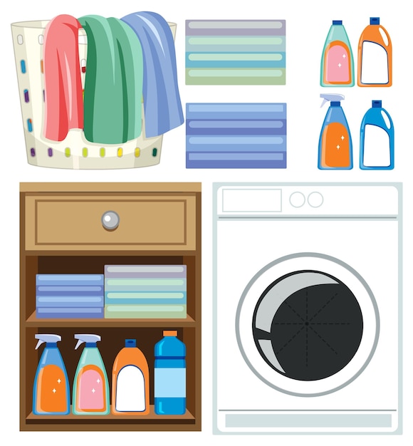 Vector conjunto de objetos de lavandería