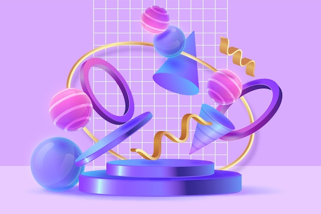 Conjunto de objetos renderizados 3d abstracto