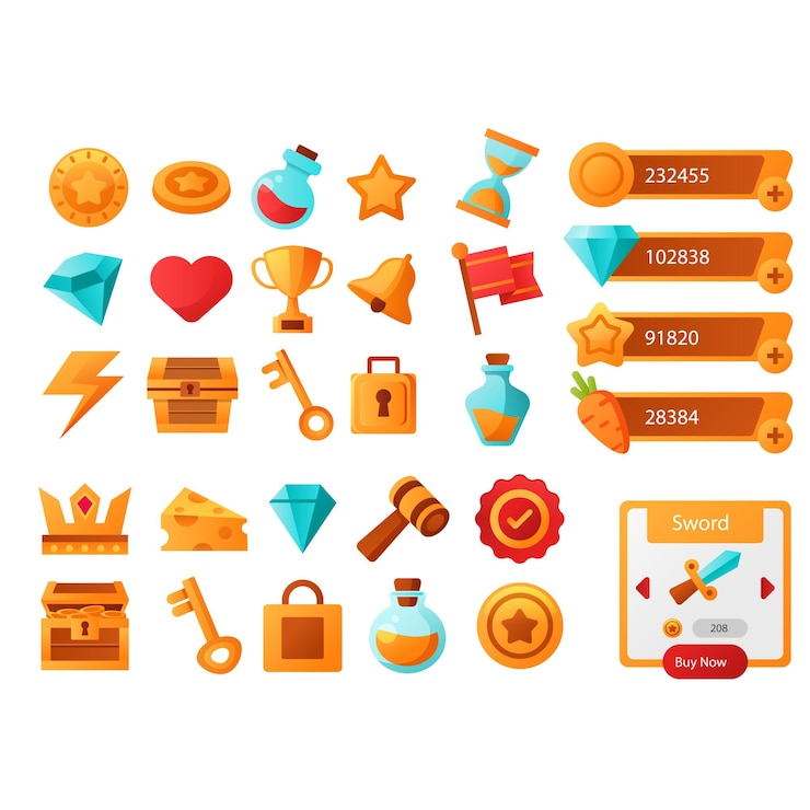 Vector conjunto de objetos vectoriales de arte de píxeles minimalistas aislados botones de juego de píxels juego de video nostálgico pixe