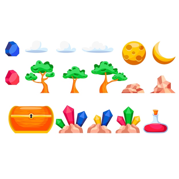 Conjunto de objetos vectoriales de arte de píxeles minimalistas aislados Botones de juego de píxels Juego de video nostálgico pixe