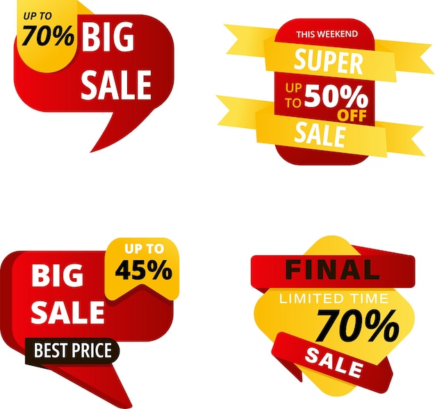 Conjunto de oferta especial de colección de etiquetas de descuento de elementos de banner