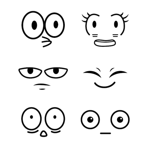 Conjunto de ojos de dibujos animados dibujados a mano para el elemento de expresión facial cara