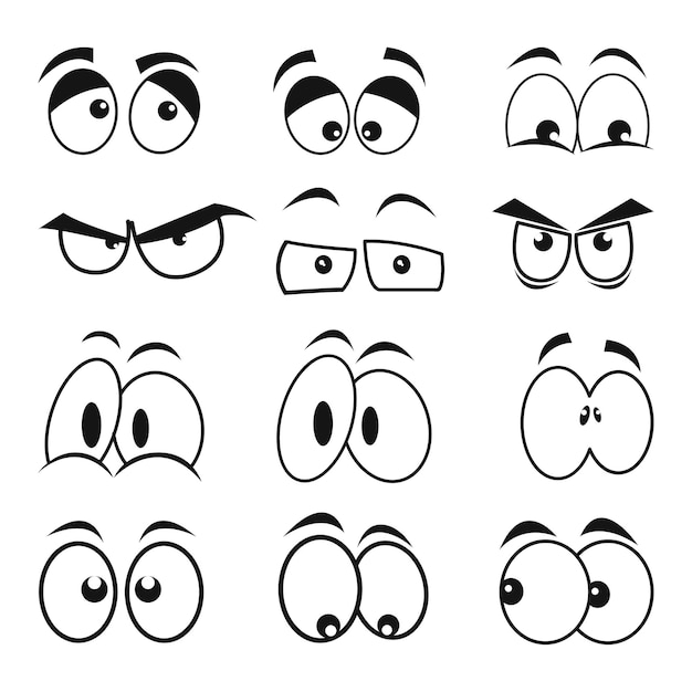 Conjunto de ojos de dibujos animados con diferentes expresiones