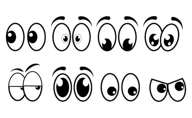 Vector conjunto de ojos de dibujos animados ilustración vectorial aislada sobre fondo blanco