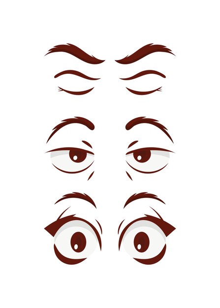 Conjunto de ojos en estilo plano Aislado sobre fondo blanco Ilustración vectorial