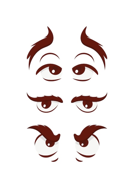 Conjunto de ojos en estilo plano Ilustración vectorial aislada