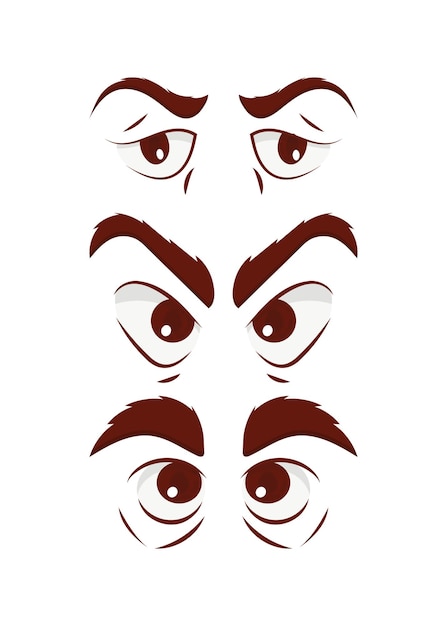 Conjunto de ojos en estilo plano Ilustración vectorial Aislado sobre fondo blanco