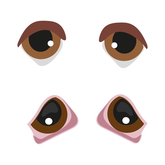 Vector conjunto de ojos de gato y perro