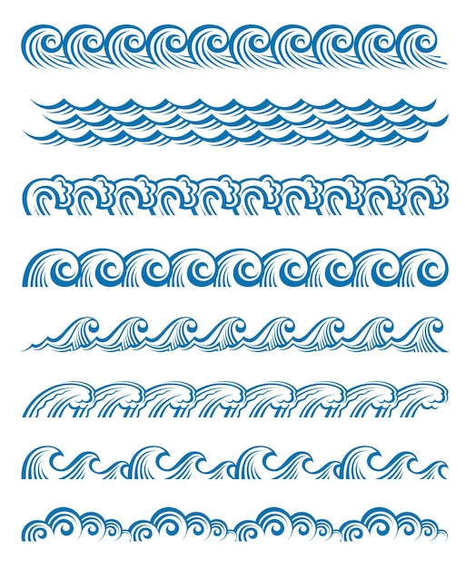 Vector conjunto de olas