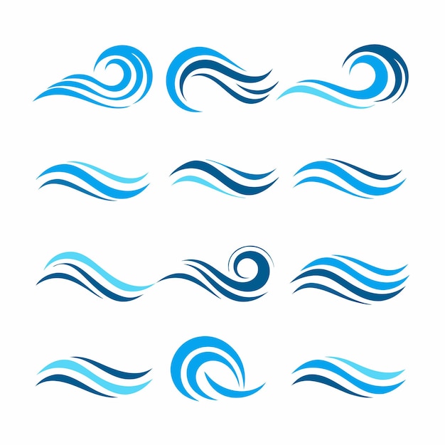 un conjunto de ondas diferentes con ondas azules